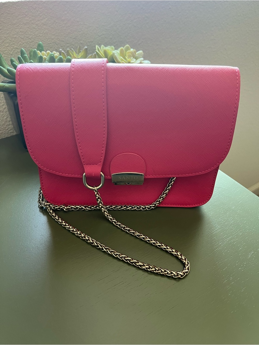 Pink Crossbody Chain Shoulder Bag